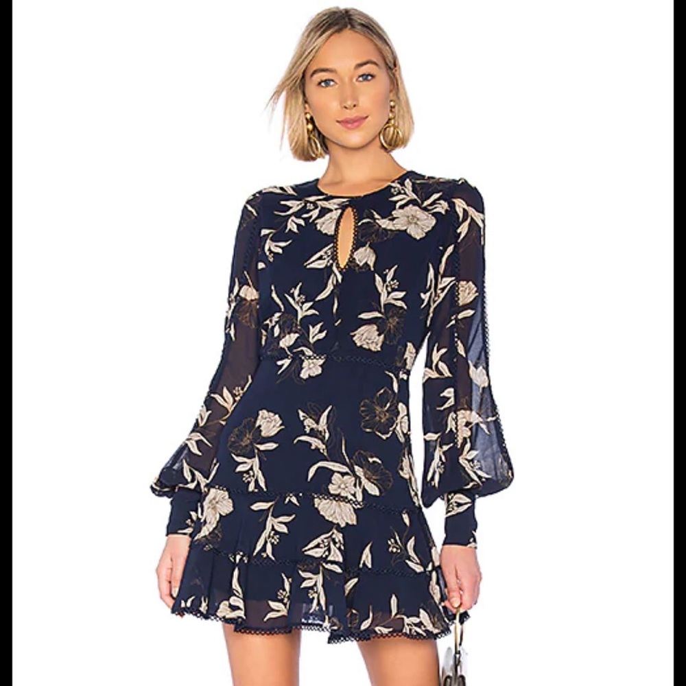 Bardot Tammy Trim Mini Floral Long Sleeve Dress 12 XL